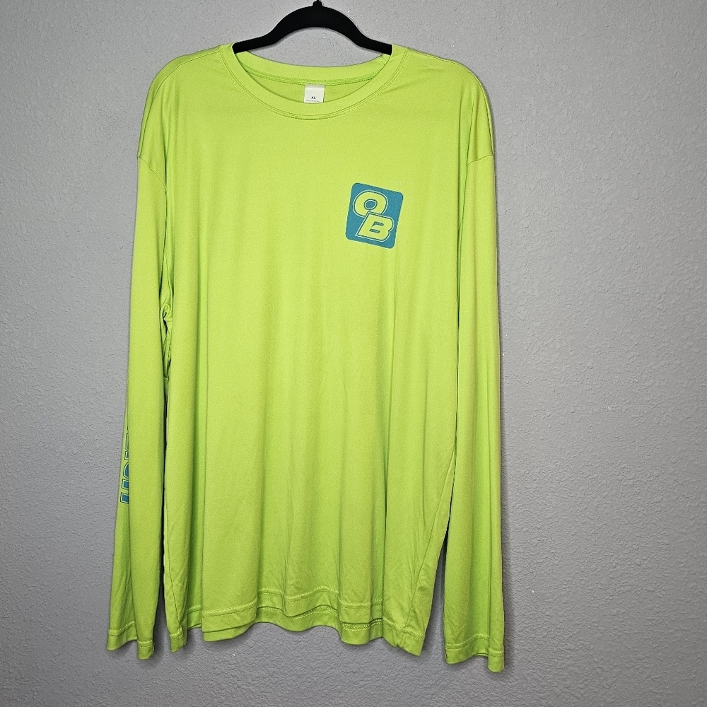 Sport Tek Performance Tee Shirt Mens XL Orange Beach Neon Green Blue Marlin Fish - Picture 2 of 7